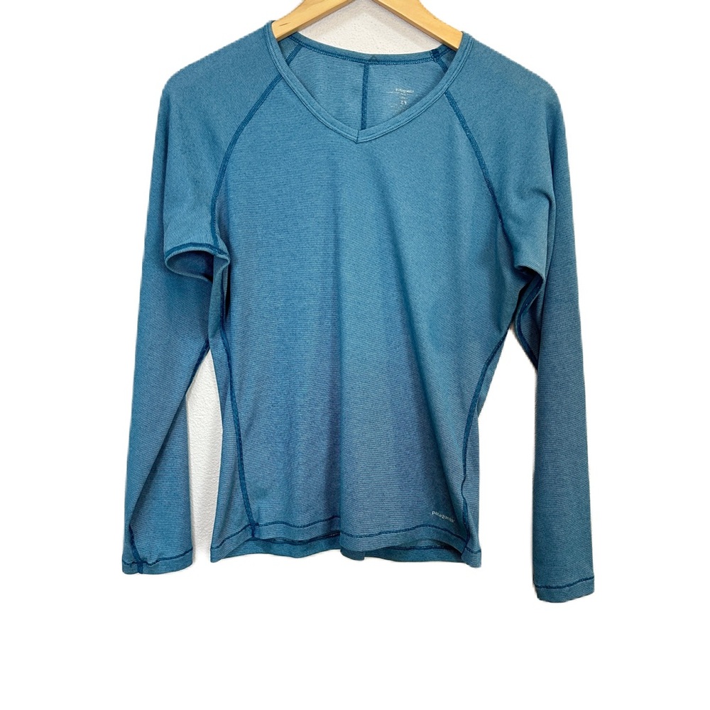 Patagonia Base Layer Blue V-Neck Long Sleeve Top Women’s Medium
